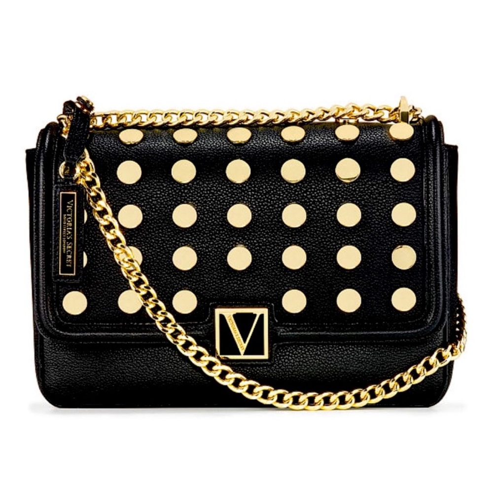 Victoria’s Secret Black Crossbody Bag with Gold Accents